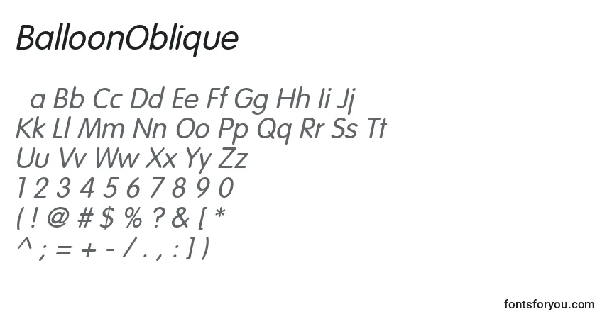 Шрифт BalloonOblique – алфавит, цифры, специальные символы