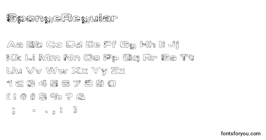 Schriftart SpongeRegular – Alphabet, Zahlen, spezielle Symbole