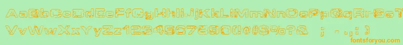 Weitere Informationen zur SpongeRegular-Schriftart SpongeRegular-Schriftart – Orangefarbene Schriften auf grünem Hintergrund