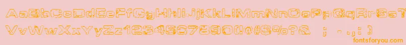 SpongeRegular-Schriftart – Orangefarbene Schriften auf rosa Hintergrund