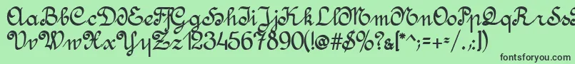 フォントAmptmannScript – 緑の背景に黒い文字