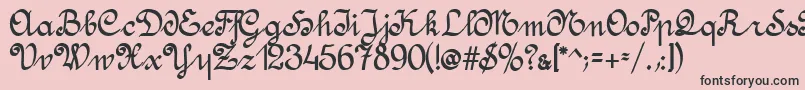 フォントAmptmannScript – ピンクの背景に黒い文字