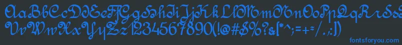 AmptmannScript Font – Blue Fonts on Black Background