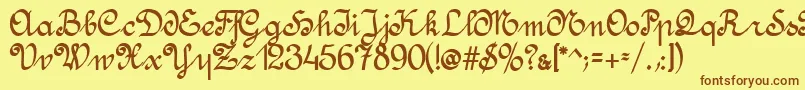 AmptmannScript Font – Brown Fonts on Yellow Background