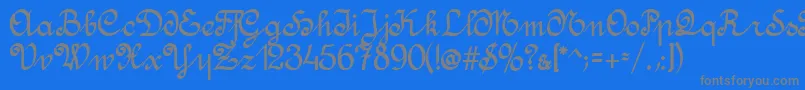 AmptmannScript-Schriftart – Graue Schriften auf blauem Hintergrund