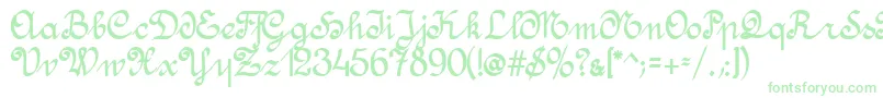 フォントAmptmannScript – 白い背景に緑のフォント