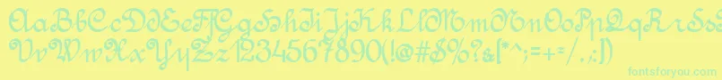 AmptmannScript Font – Green Fonts on Yellow Background