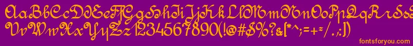 AmptmannScript Font – Orange Fonts on Purple Background