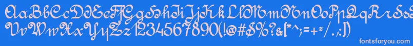 AmptmannScript Font – Pink Fonts on Blue Background