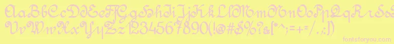 AmptmannScript Font – Pink Fonts on Yellow Background