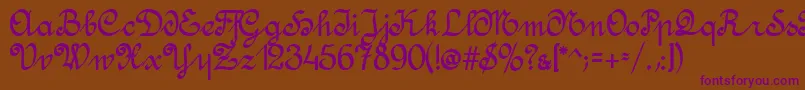 AmptmannScript Font – Purple Fonts on Brown Background