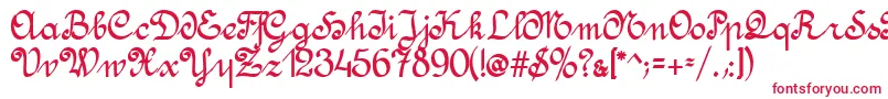 AmptmannScript-fontti – punaiset fontit valkoisella taustalla