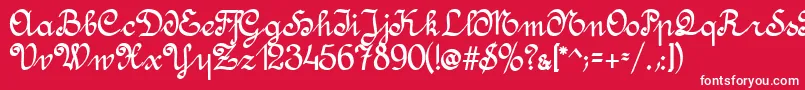 フォントAmptmannScript – 赤い背景に白い文字