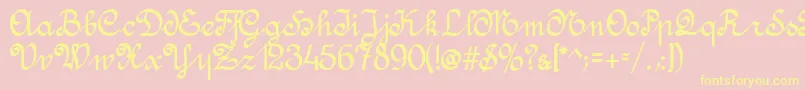 AmptmannScript-Schriftart – Gelbe Schriften auf rosa Hintergrund