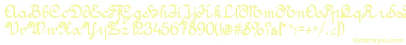 フォントAmptmannScript – 白い背景に黄色の文字