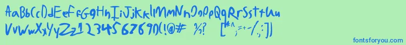 BadHandwriting7.2 Font – Blue Fonts on Green Background