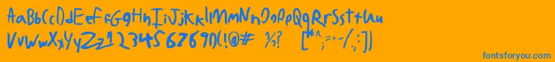 BadHandwriting7.2-Schriftart – Blaue Schriften auf orangefarbenem Hintergrund