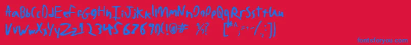 Fonte BadHandwriting7.2 – fontes azuis em um fundo vermelho