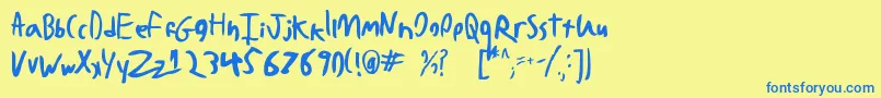 BadHandwriting7.2 Font – Blue Fonts on Yellow Background