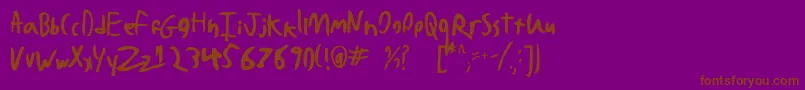 BadHandwriting7.2-Schriftart – Braune Schriften auf violettem Hintergrund