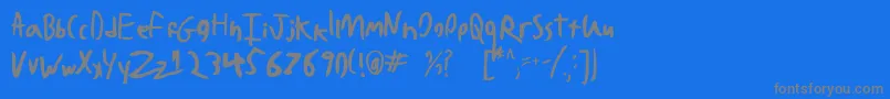 BadHandwriting7.2-fontti – harmaat kirjasimet sinisellä taustalla