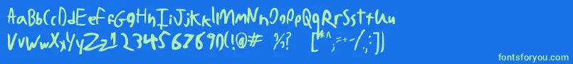 BadHandwriting7.2 Font – Green Fonts on Blue Background
