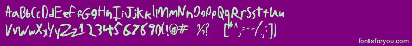 BadHandwriting7.2 Font – Green Fonts on Purple Background