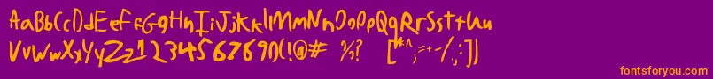 BadHandwriting7.2 Font – Orange Fonts on Purple Background