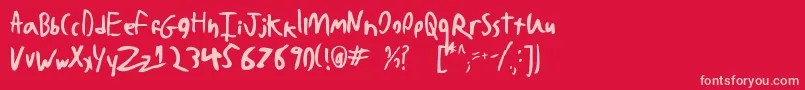 BadHandwriting7.2 Font – Pink Fonts on Red Background