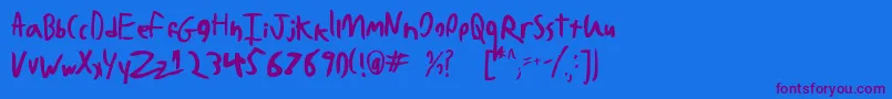 BadHandwriting7.2-Schriftart – Violette Schriften auf blauem Hintergrund