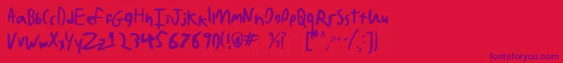 Czcionka BadHandwriting7.2 – fioletowe czcionki na czerwonym tle