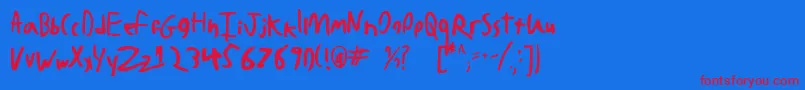 BadHandwriting7.2 Font – Red Fonts on Blue Background