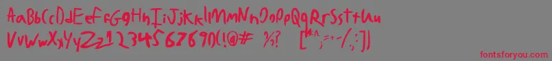 フォントBadHandwriting7.2 – 赤い文字の灰色の背景