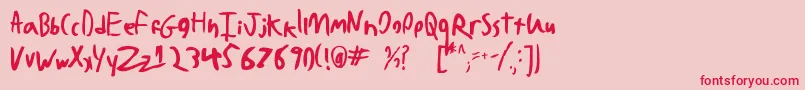 Czcionka BadHandwriting7.2 – czerwone czcionki na różowym tle