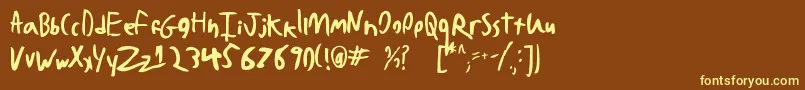 BadHandwriting7.2 Font – Yellow Fonts on Brown Background