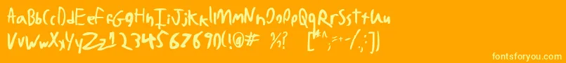 BadHandwriting7.2 Font – Yellow Fonts on Orange Background