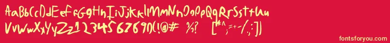 BadHandwriting7.2 Font – Yellow Fonts on Red Background