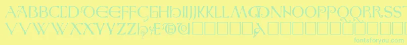 Police AngloSaxonCaps – polices vertes sur fond jaune