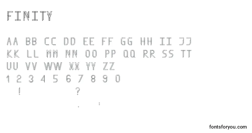 A fonte Finity – alfabeto, números, caracteres especiais
