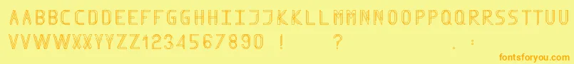 Finityフォントについての詳細 フォントFinity – オレンジの文字が黄色の背景にあります。