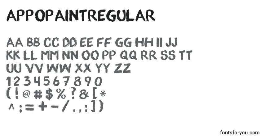 Schriftart AppopaintRegular – Alphabet, Zahlen, spezielle Symbole