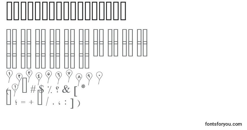 Шрифт PtSeparatedBaloon – алфавит, цифры, специальные символы