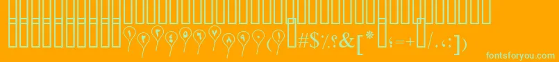 PtSeparatedBaloon-Schriftart – Grüne Schriften auf orangefarbenem Hintergrund