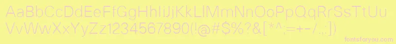 HeltarLight-fontti – vaaleanpunaiset fontit keltaisella taustalla
