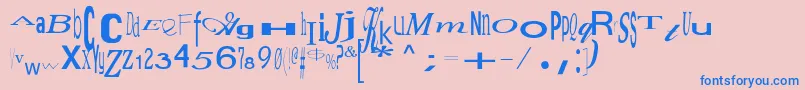 フォントJumbalaya – ピンクの背景に青い文字