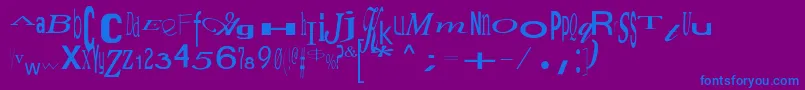 フォントJumbalaya – 紫色の背景に青い文字