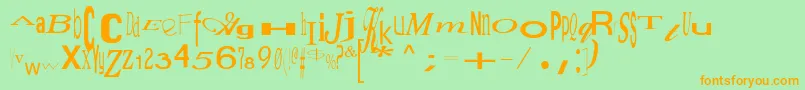 Jumbalaya-Schriftart – Orangefarbene Schriften auf grünem Hintergrund