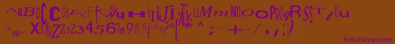 Jumbalaya-Schriftart – Violette Schriften auf braunem Hintergrund