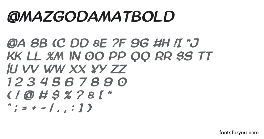 Czcionka Amazgodamatbold – alfabet, cyfry, specjalne znaki