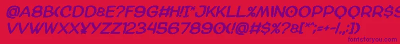 Czcionka Amazgodamatbold – fioletowe czcionki na czerwonym tle